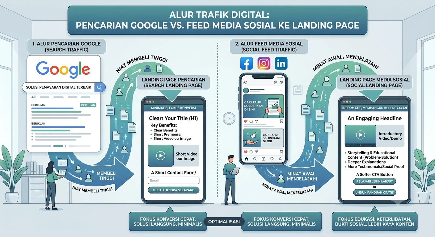 Struktur Landing Page untuk Google Ads vs Meta Ads: Apa Bedanya?